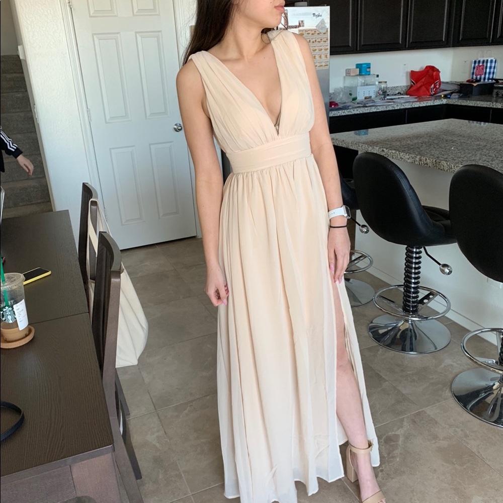 Long flowy bridesmaid dress